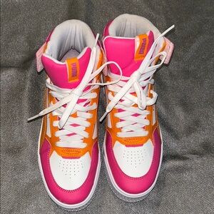 Puma Pink and Orange High-Top Sneakers
